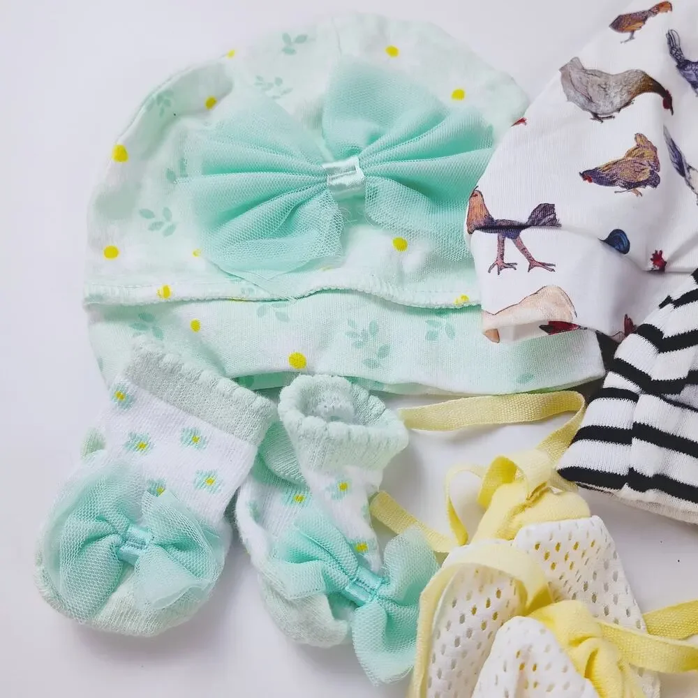 Newborn Hat & Mittens Bundle - 4 Hats & 5 Mittens